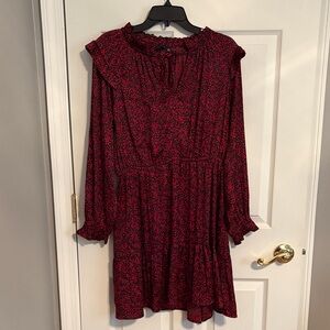GAP Long Sleeve Dress in Red and Black Floral